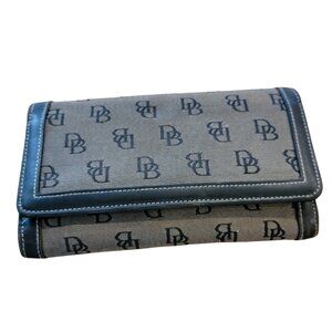 Dooney & Bourke canvas monogram checkbook organizer wallet with leather